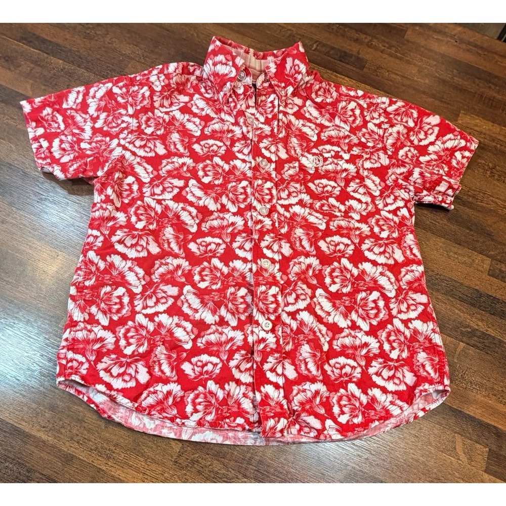 Boys Panhandle button up Hawaiian flower shirt size 6. Dapper dude.